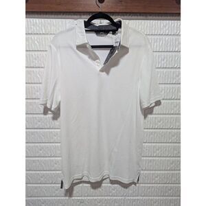 Michael Strahan Men's White Solid Short-Sleeve Golf Polo Shirt Size M NWT